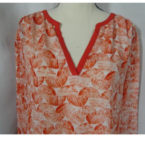 NYDJ Women's Large Tunic Top Long Sleeves Lightweight Geometric V-Neck - Picture 4 of 8